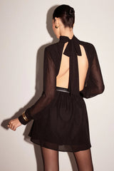 Backless Long Sleeve Mini Dress