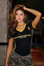 Y2K Raglan Sleeve V Neck Bodycon Short Sleeve Tee