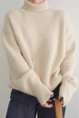 Minimalist Turtleneck Solid Color Loose Fit Knit Sweater