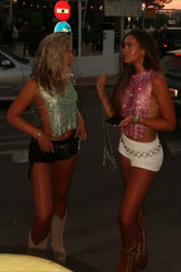 Full Rhinestone High Neck Tank Top