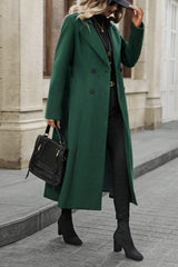 Wool Lapel Long Belted Double Overcoat