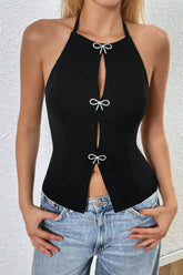 Bow Halter Backless Bodycon Tank Top