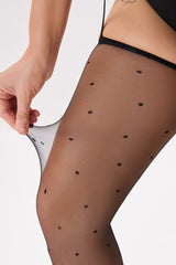 Polka Dot Sheer Toe Suspender Tights