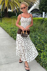 Polka Dot Sleeveless Crop Top High Waist Contrast Skirt Set