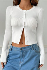 Stretch Fit Flare Sleeve Cardigan S / White