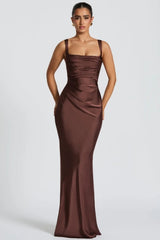 Square Neck Tie Waist Bodycon Mermaid Prom Dress