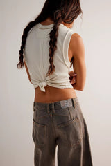 Mid Rise Washed Relaxed Wide Leg Jeans