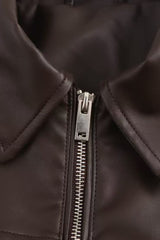 PU Leather Casual Lapel Jacket