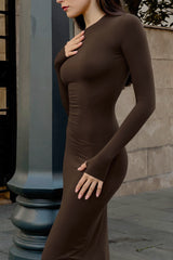 Brown Slim Fit Sweater Dress