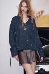 V Neck Long Sleeve Relaxed Sweater