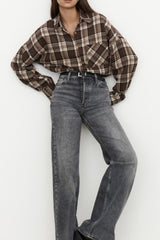 Vintage Plaid Relaxed Fit Blouse
