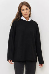 Casual Crew Neck Loose Solid Sweater