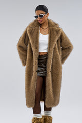 Shawl Collar Faux Fur Overcoat