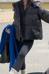 Cropped Plush Lined Oversized Puffer Jacket S / Black