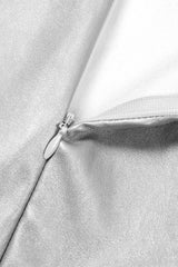 High Waist Metallic PU Slit Pencil Skirt