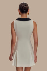 Lapel Sleeveless Belted Midi Dress