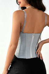Paneled Corset Lace Up Chic Cotton Tank Top