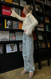 Ruffled Collar Flare Sleeve Knit Sweater