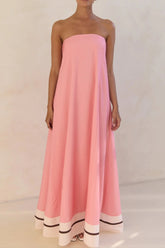 Strapless Printed Off Shoulder Maxi Boho Dress