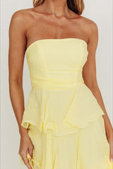 Sexy Slim Fit Strapless Backless Ruffled Prom Dress