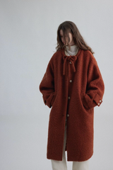 Bow Tie Waist Loose Slim Wool Blend Christmas Outerwear