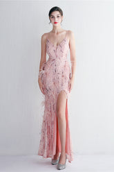 Intricate Beadwork Figure Hugging Gown Formal Dress