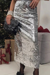 High Waist Sequin Wrap Christmas Skirt