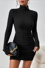 High Neck Slim Fit Knit Sweater Dress