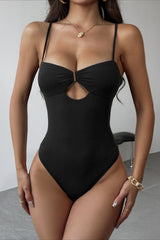 Solid Strappy Slim Fit One Piece Swimwear