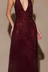 Halter Deep V Backless Bodycon Elegant Prom Dress