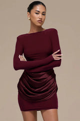 Solid Color Ruched Bodycon Dress