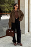 Minimalist Wool Cropped Jacket S / Brown