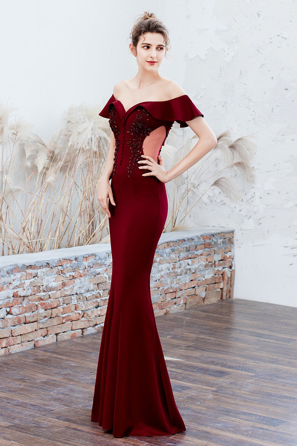 Elegant Off Shoulder Bodycon Formal Dress