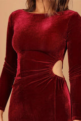 Elegant Bodycon Long-Sleeve Party Sexy Velvet Dress