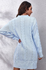 Loose Fit Cable Knit Sweater Dress