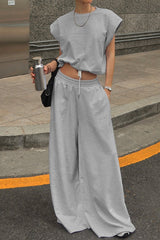 Sleeveless Vest Top Wide Leg Pants Set