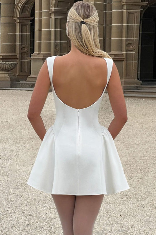 Solid Sleeveless Backless Bodycon Cocktail Dress