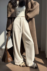Plush Wool Draped Wide Leg Knit Pants