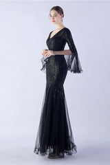Sequin Ruffled Mesh Party Dress