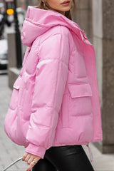 Cropped Insulated Cargo Puffer Jacket S / Pink