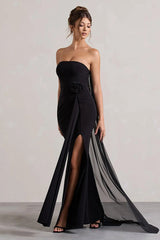 Strapless Floral Tie Maxi Dress