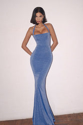 Luminous Mermaid Halter Neck Formal Dress S / Blue