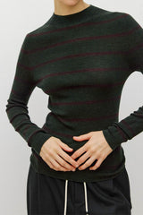 Seamless Crew Neck Striped Knit Top