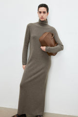 High Neck Flocked Slouchy Knit Dress