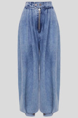 High Waist Zipper Cuff Relaxed Vintage Jeans