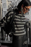 Vintage Striped Knit Polo Sweater Black / S