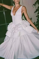 Elegant Vintage Sleeveless Swing Tiered Prom Dress