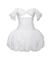 Umika White Bubble Charming Hem Mini Dress Dresses