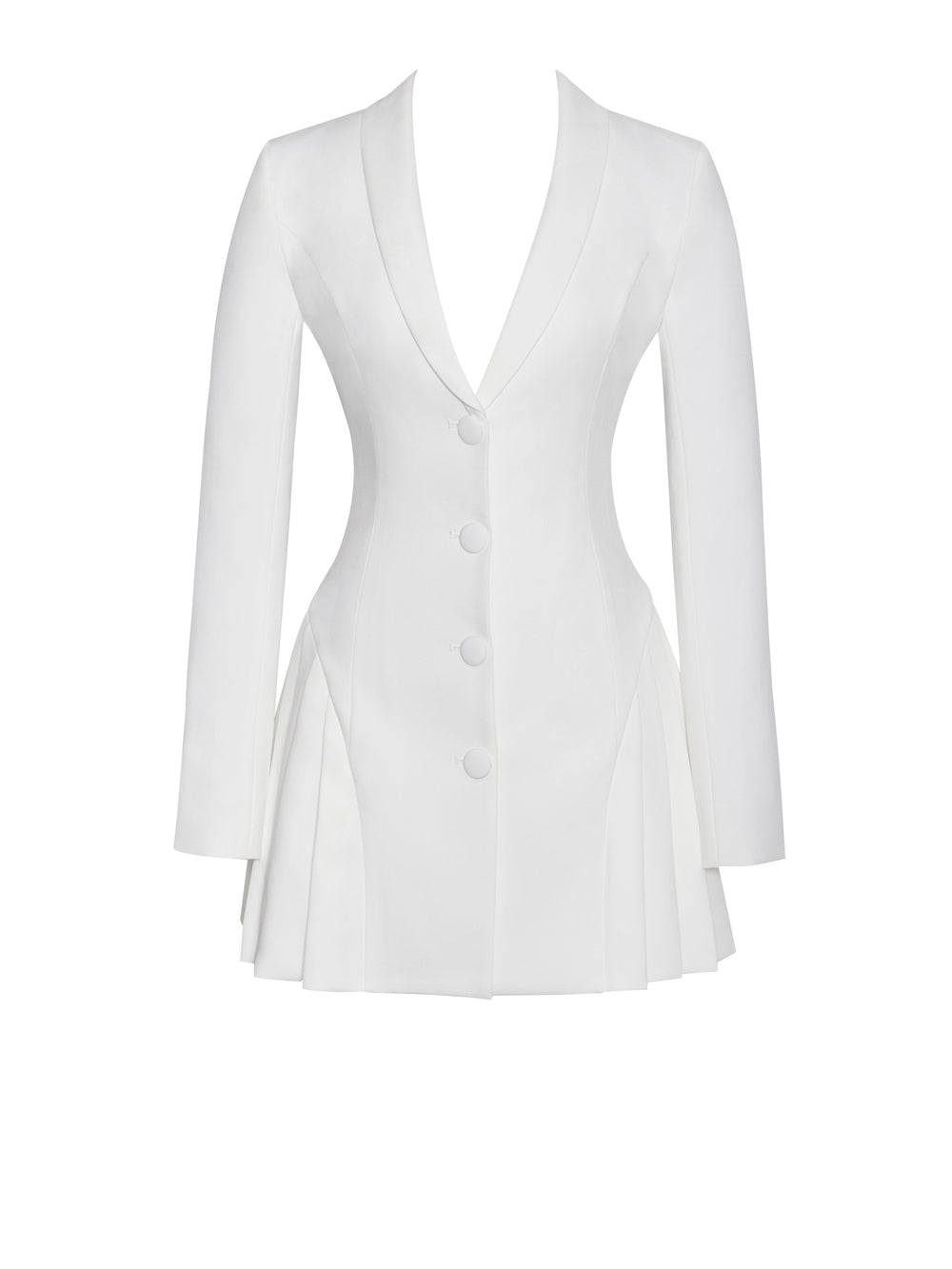 Delia White Blazer Charming Dress with Pleated Detail Dresses