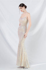 Elegant Sequin Cami Maxi Dress S / Apricot